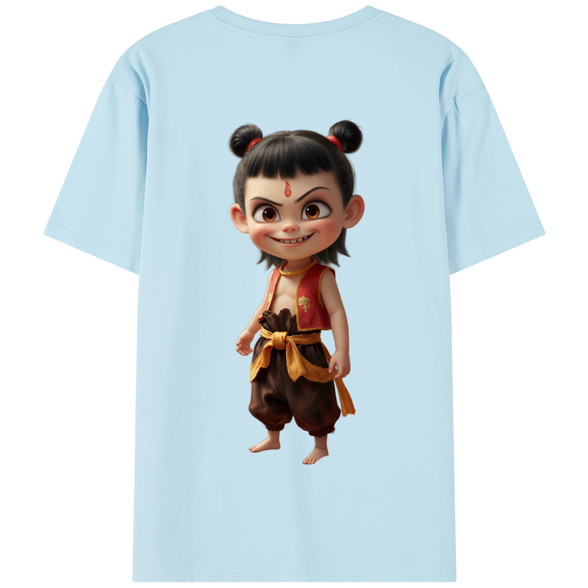 （画像用） Ne Zha 2 ナタ 魔童の大暴れ 綿100％半袖Tシャツ（背面プリント）